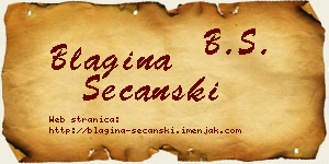 Blagina Sečanski vizit kartica